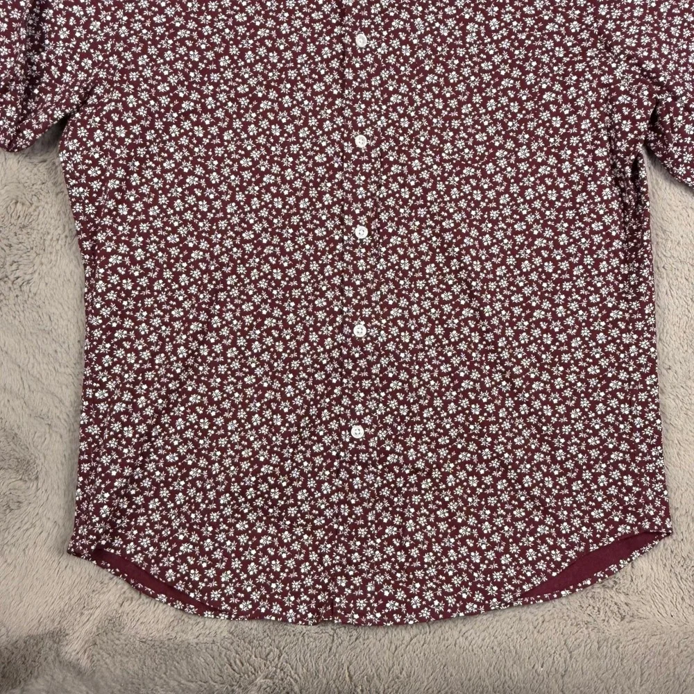 J. Crew Flex Washed Floral Button Down‎ Shirt Long Sleeve Casual Maroon Size 42